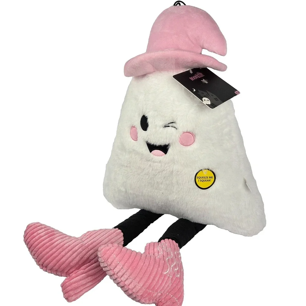 Booville Ghost Dog Toy 26 Inch Pink White Halloween Plush Squeaky Pet Toy New